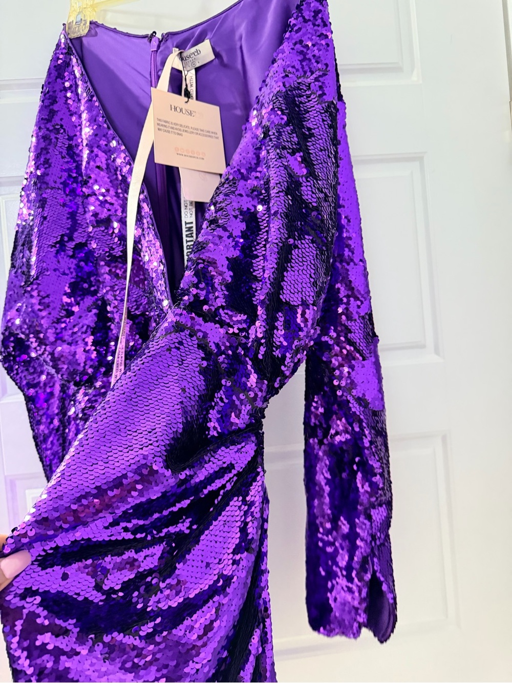 House of CB Vibrant Purple Sequin Wrap Dress